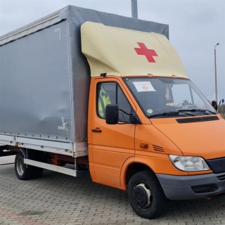 A church deacon's truck used for relief deliveries